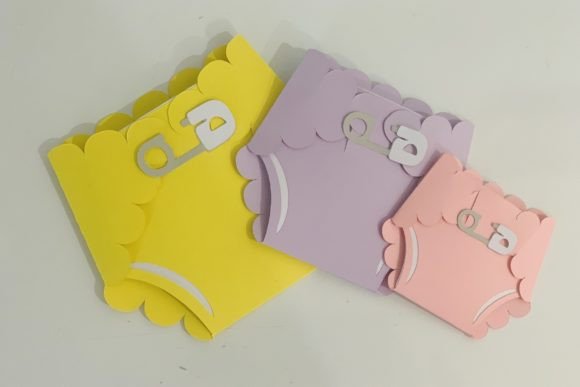 3D SVG Baby Diaper Invitation Card