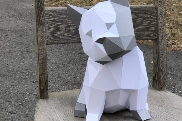 3D SVG Baby Dog Paper Sculpture