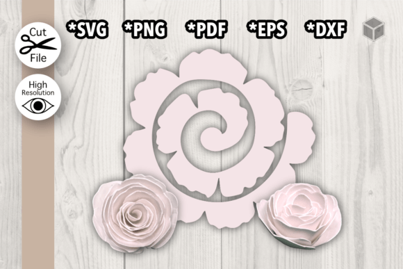 3D SVG Paper Flowers: Rose Flower Roll Up