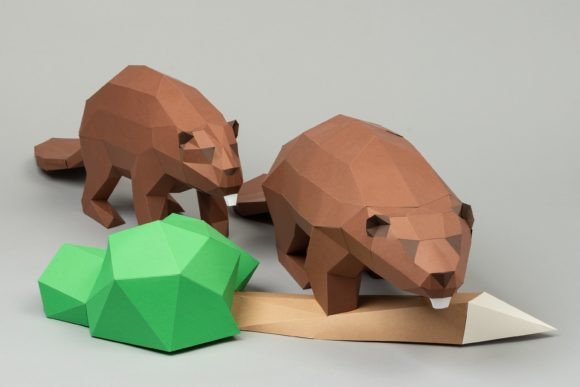 Beaver and Tree 3D SVG Animal Design