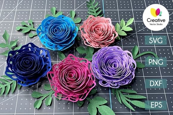 Elegant Rolled Flower 3D SVG Paper Flowers