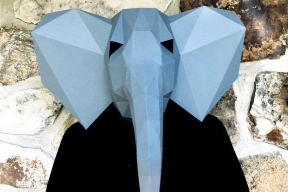 Elephant Paper Mask 3D SVG for Animal Themes