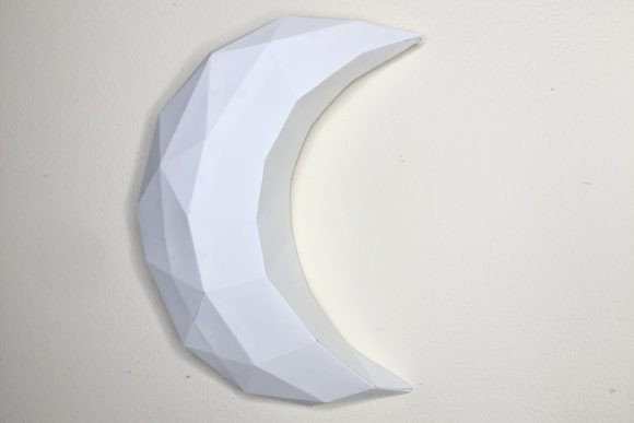 Half Moon on Wall Paper Sculpture 3D SVG Objects