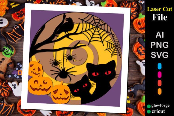 Halloween Pumpkins with Cat Light Box