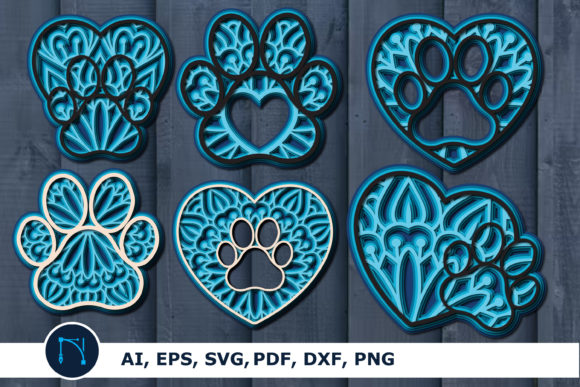 Heart Dog Paw Layer SVG Cut File Bundle