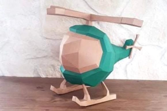 Helicopter Paper Sculpture 3D SVG