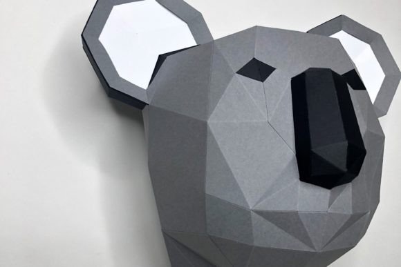 Koala Head Paper Sculpture 3D SVG