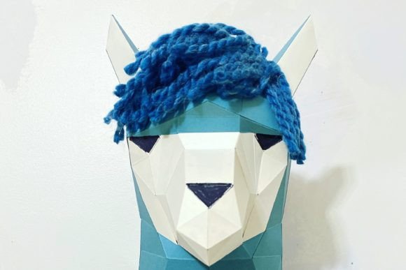 Llama Head Paper Sculpture 3D SVG