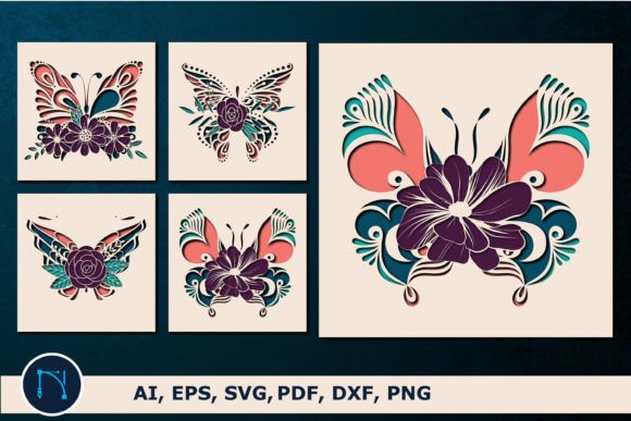 Multi Layer Floral Butterfly SVG Bundle