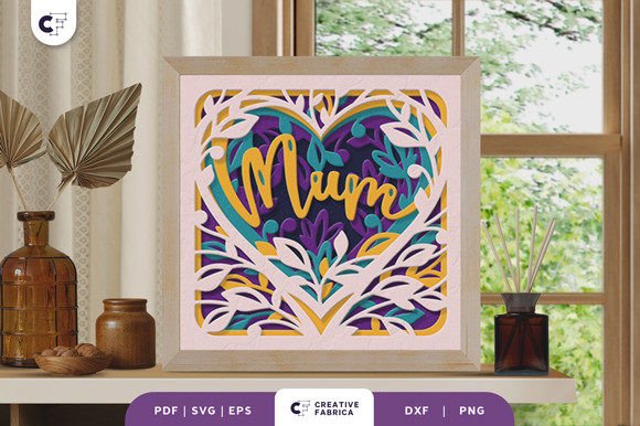 Mum in Floral Heart Shape Shadow Box