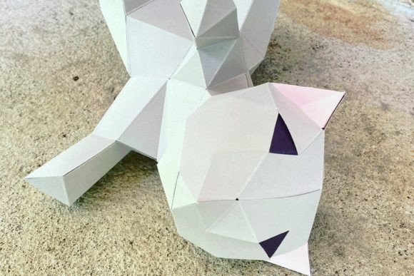Playful Kitty Paper Sculpture 3D SVG