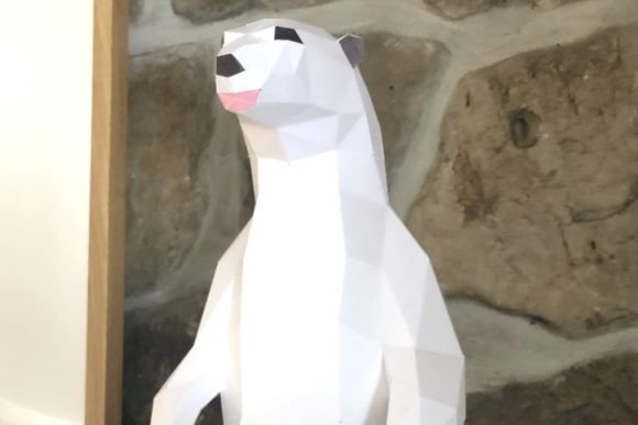 Polar Bear Standing Paper Sculpture 3D SVG