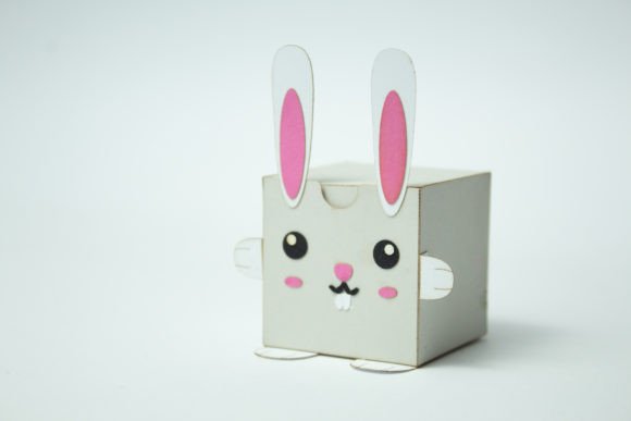 Rabbit Kids Favor Box 3D SVG