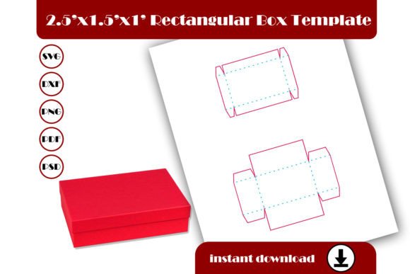 Rectangular Box Template, Simple Box 3D SVG Shapes