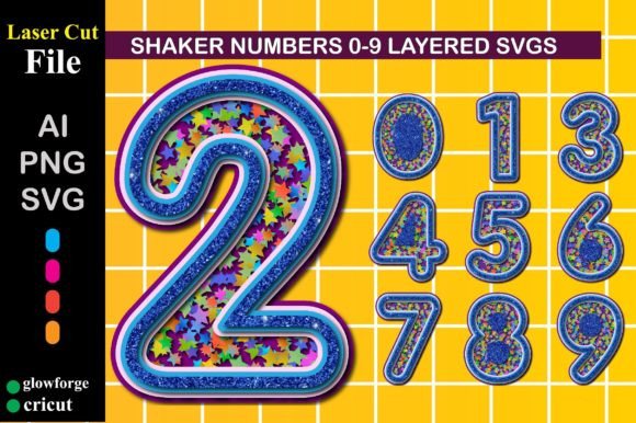 Shaker Numbers 0-9 Cake Topper SVG