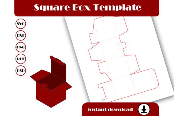 Square Box Template 3D SVG Shapes