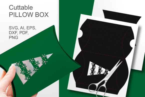 Striped X-mas Tree Pillow Favor Box SVG