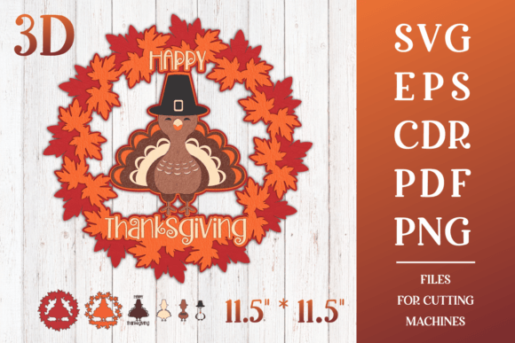Thanksgiving Door Sign 3D SVG
