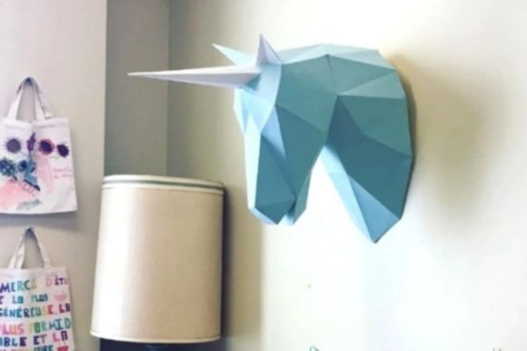 Unicorn Head Paper Sculpture 3D SVG